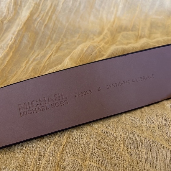 Brand New Michael Kors Tan & Brown Logo Belt w/ Gold Tone Buckle, Accent & Holes main image 10